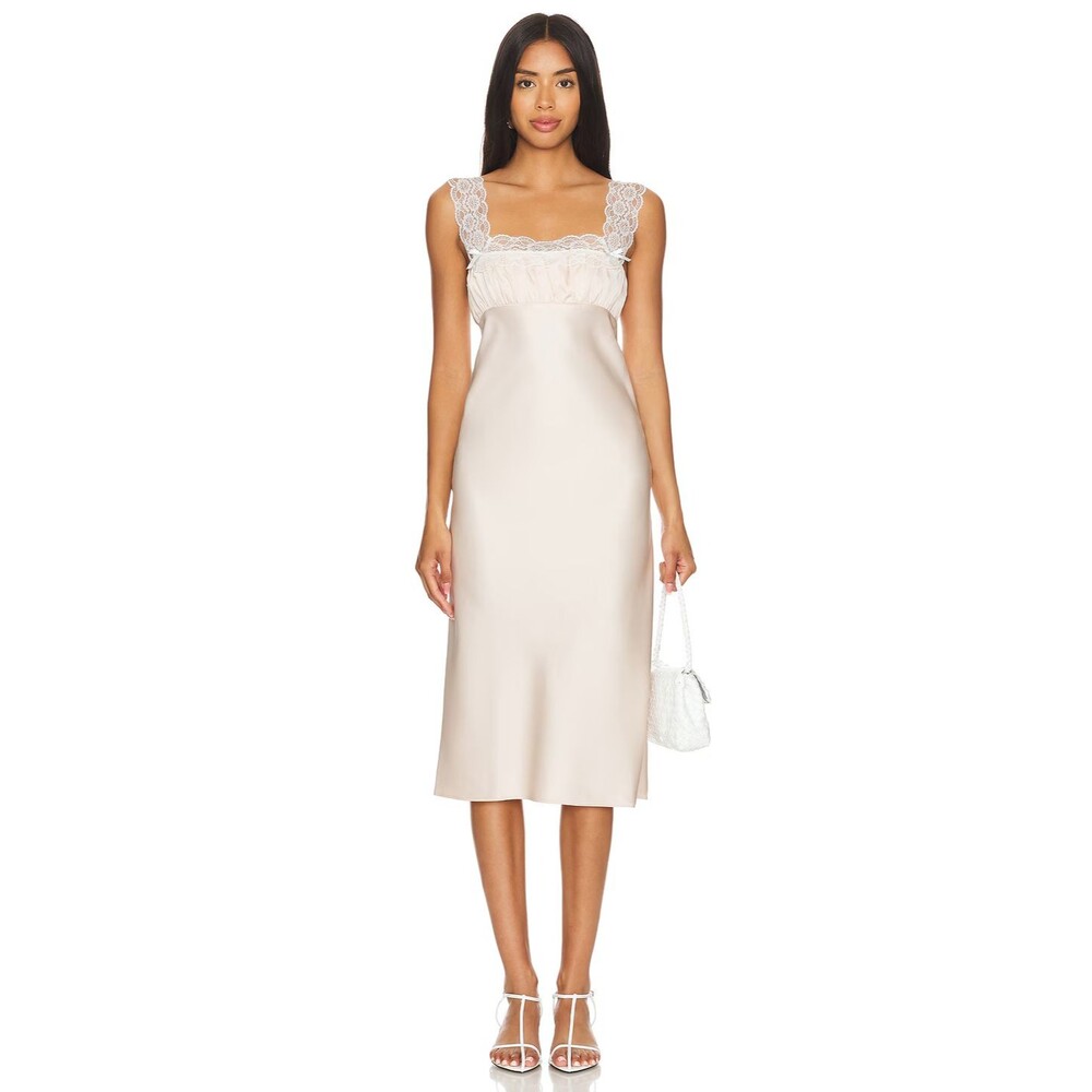 Majorelle Slip Dress Lorna Satin Lace Midi